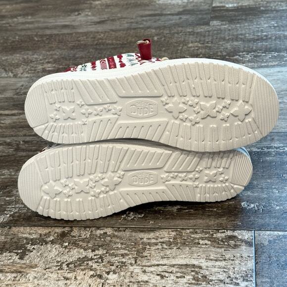 Hey Dude Shoes Mens Size 9 Wally Merry Fishmas Sweater Lace Up Loafers Comfy NEW - Picture 10 of 12